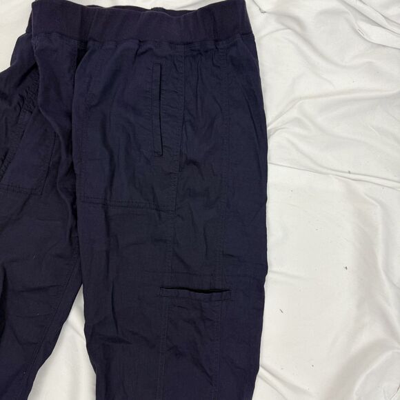 EILEEN FISHER Cargo Jogger Organic Linen Pants M Navy Blue Pull-On EUC B26 - Picture 4 of 5